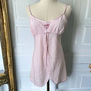 La Senza Y2K coquette mini slip dress pink polka dot with heart details M